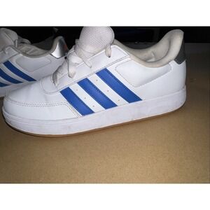 Adidas Breaknet 2.0‎ K White Blue Orange Logo Tennis Shoes Kids Size 5.5 Stripe